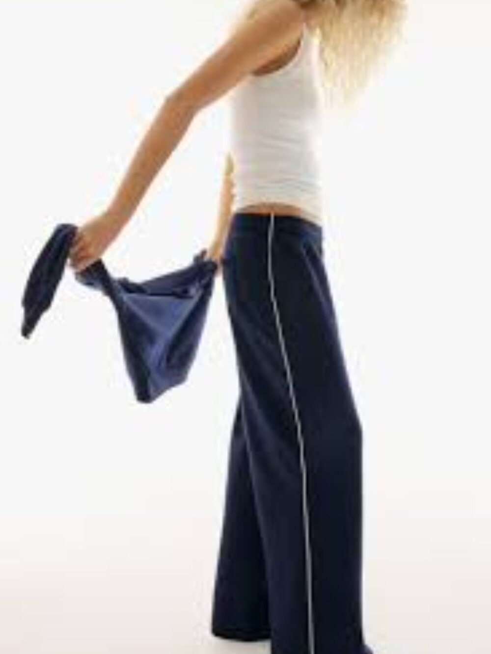 NWT - All In Motion High-Rise Golf Trousers- Navy Blue/ White Piping/Trim - Picture 4 of 4